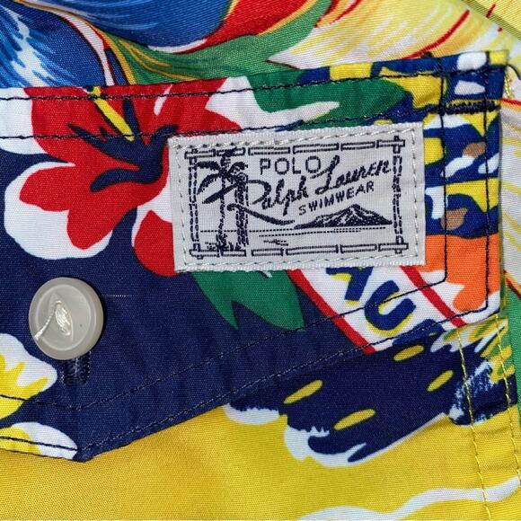 Polo Ralph Lauren Big Boys 5.75” Hawaiian Bear Color Block Swim Trunk XL (18) - Picture 8 of 14